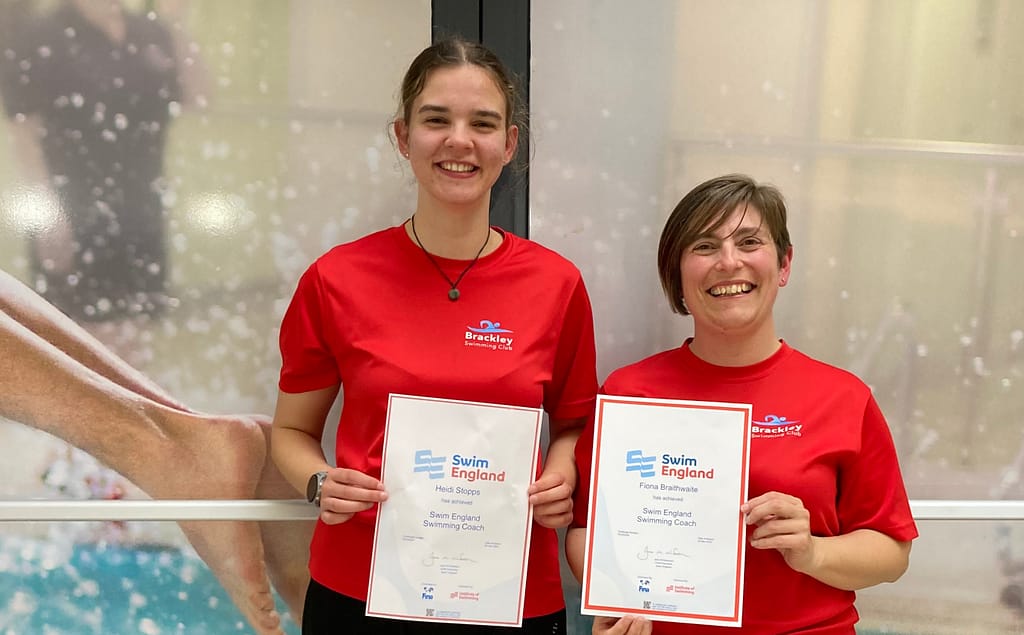 Heidi and Fiona with their Level 2 Swim Certificates
